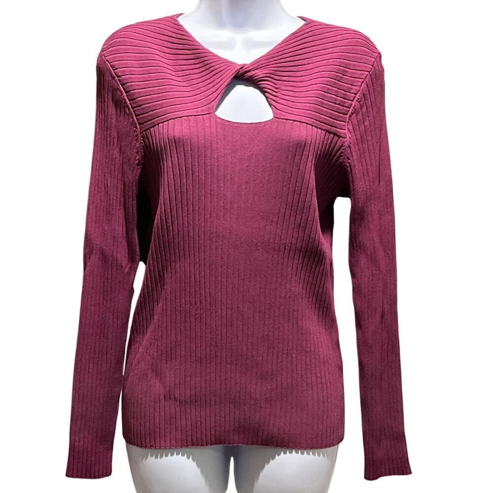 Calvin Klein Ribbed Sweater • Orchid Purple Keyhole Neck • Women’s M